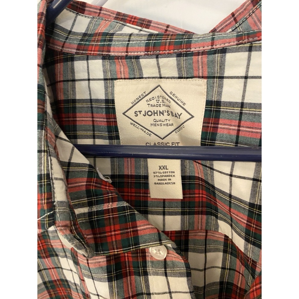 St Johns Bay Mens XXL Plaid Cotton Button Down Timeless Dark Academia 0201 - Picture 7 of 9